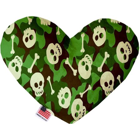 MIRAGE PET PRODUCTS Green Camo Skulls 6 in. Stuffing Free Heart Dog Toy 1341-SFTYHT6